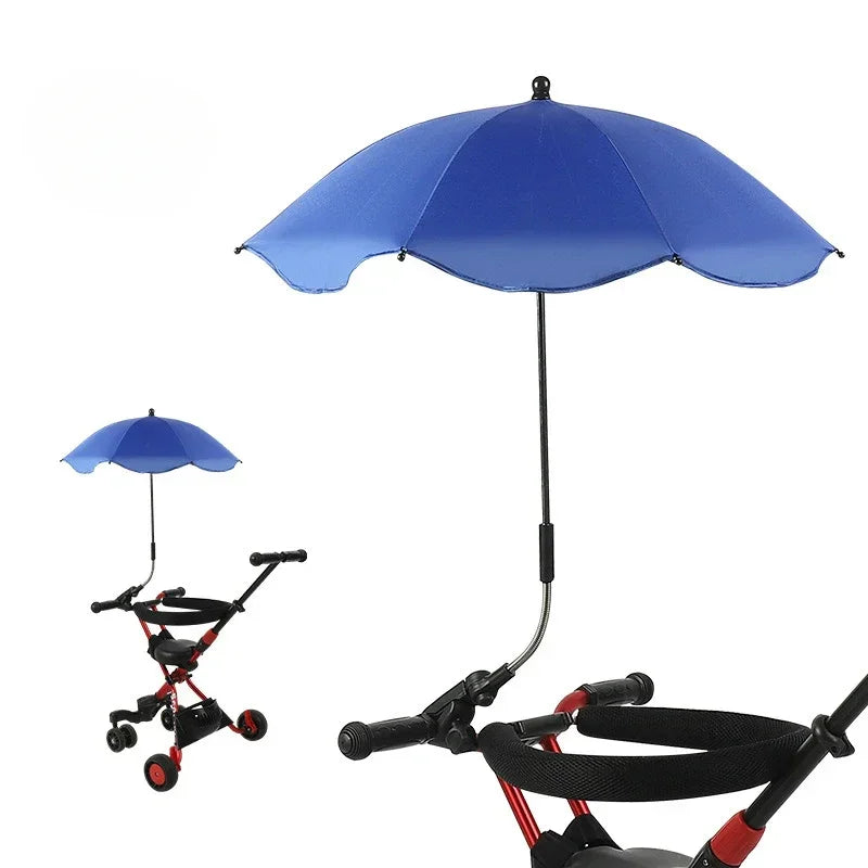 Universal Sun Umbrella for Baby Stroller UV Protection Pram Umbrella 360° Adjustable Rainproof and Windproof Sunshade Parasol