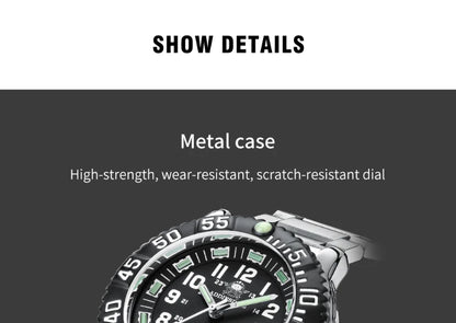 Addies Dive Men Fashion Casual Watch Calendar Display 50m Waterproof Tube Luminous Watch Black Dial Rotating Bezel Quartz Watch