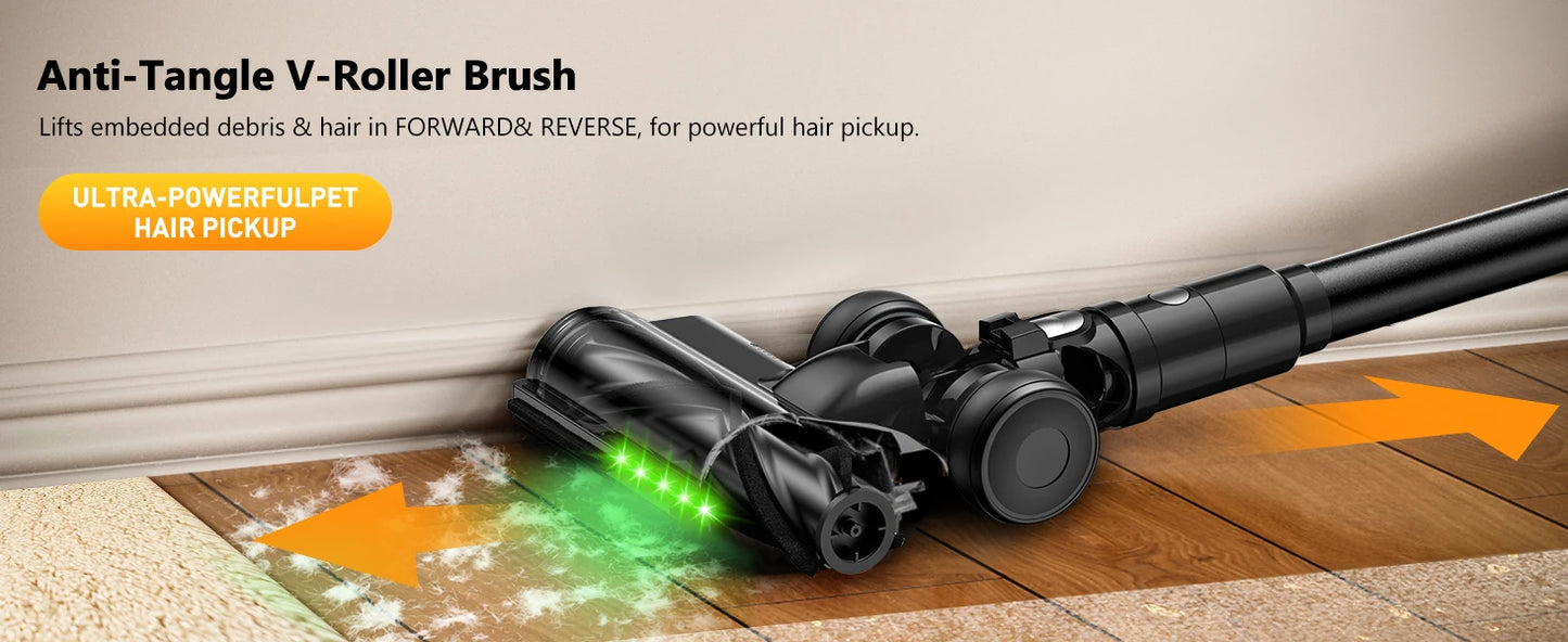 Cordless Vacuum Cleaner, 55Kpa/55min Self-Standing Powerful Stick Lightweight Vacuum Cleaner for Home Pet Hair/Hard Floor/Carpet