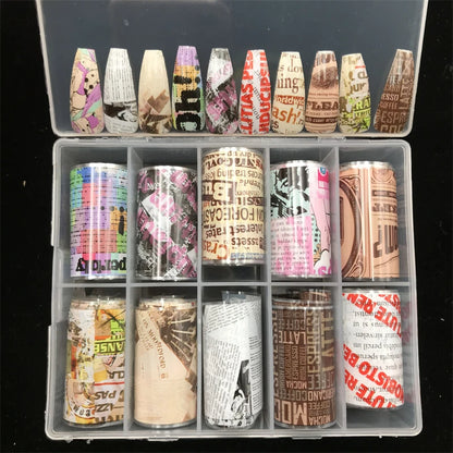 New Flower Nail Foils for Transfer Paper Stickers Floral Adhesive Fruit Nails Wraps Fish DIY Water Marble Nail Art Decorations