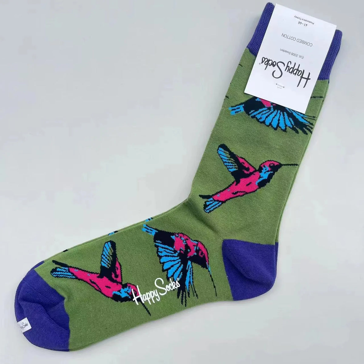 Happy Socks Men's Mid-tube Socks Four Seasons Pure Cotton Classic Socks SIZE 41-46