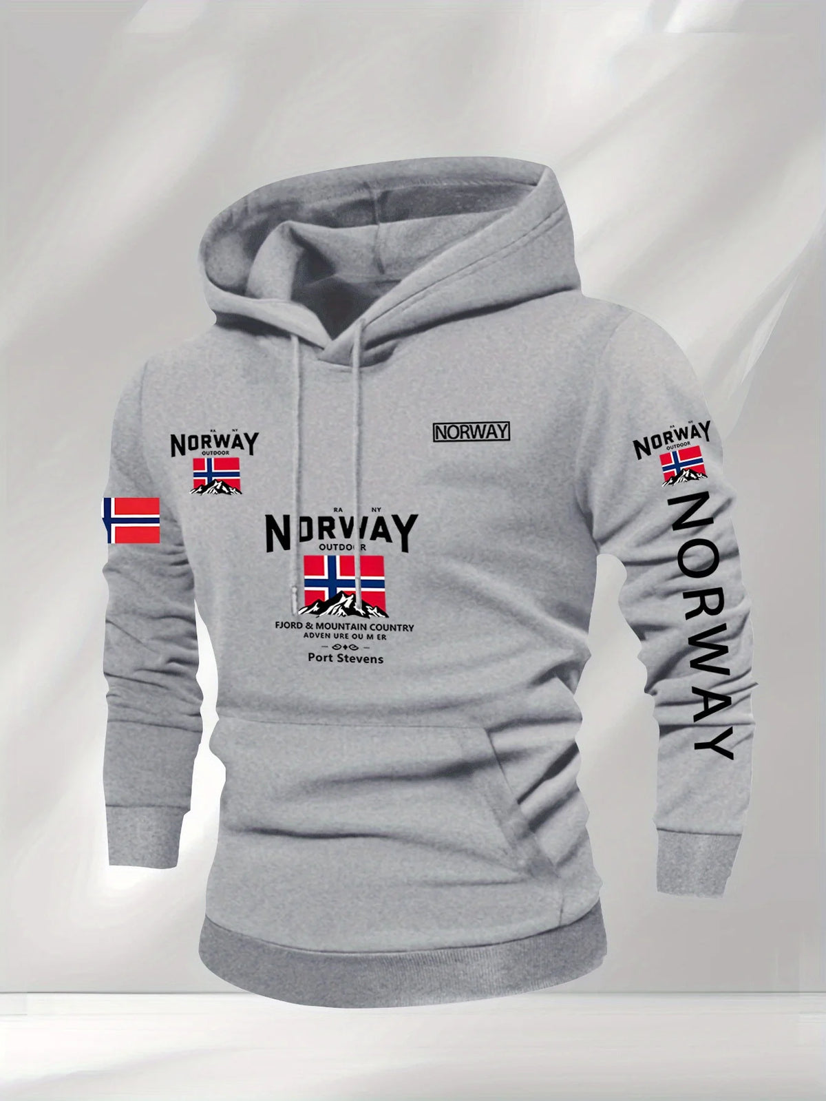Norwegian Print Fashion Men Women Hooded Sweatshirt Autumn Winter Daily Outdoor Vacation Fitness Casual Loose Warm Sportswear