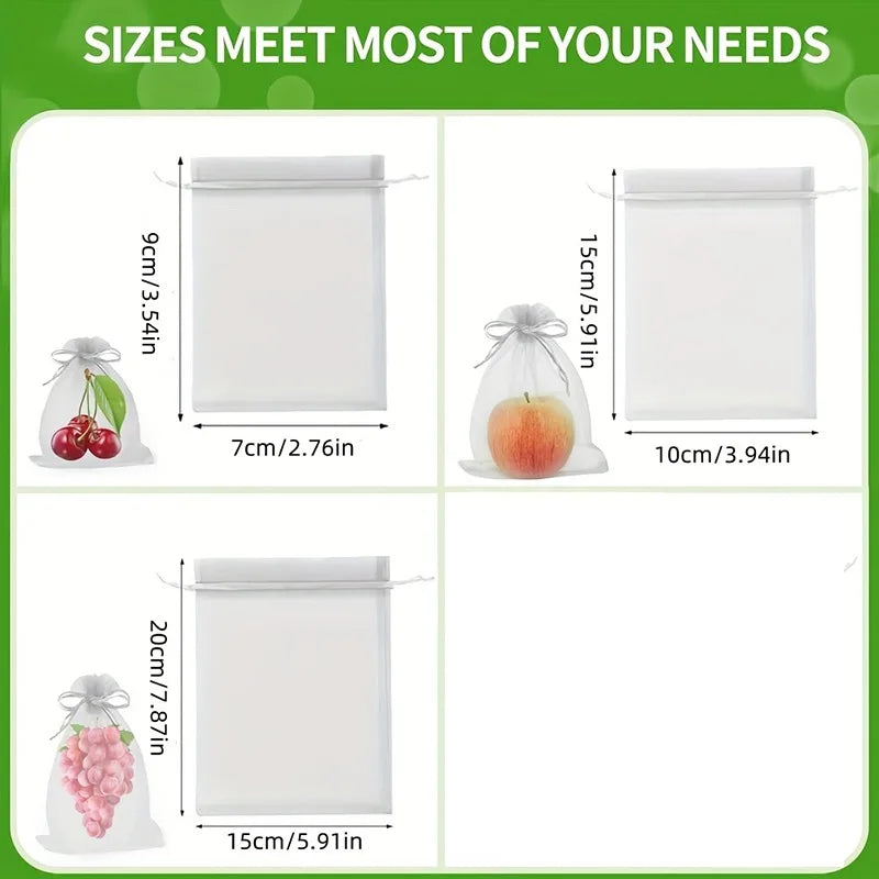Reusable Drawstring Plant Protection Net Bags Garden Pest Proof Cover For Fruit Trees Vegetables Grapes Strawberries Berries