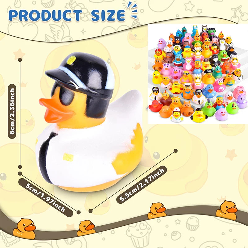 10/20/40/80PCS Rubber Ducks in Bulk Assortment Car Ducks for Ducking, Small Rubber Duckies for Toddler Baby Bath Toys Floater