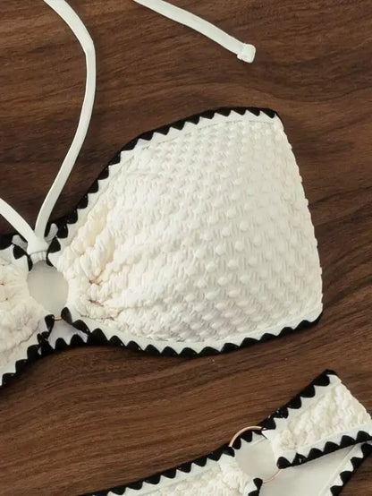 Sexy Bikini Set Shell Edge Hanging Neck Strap Trendy Cross Border Divide System Band Chinese Brand Women's Swimwear