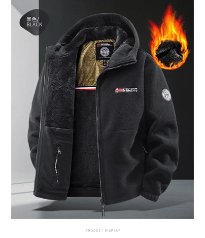 Autumn and Winter New Retro Trendy Jacket Men's Double Sided Polar Fleece Business Leisure Outdoor Couple Coat Top