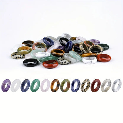 1Pc Natural Stone Band Rings Amethyst Rose Quartz Obsidian Finger Solid Ring Women Men Minimalist Reiki Healing Jewelry Gift