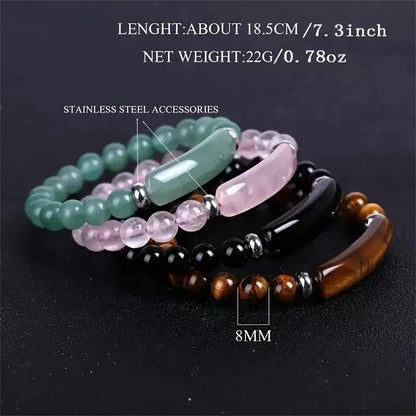 1pc Handmade Stone Bracelet Turquoise  Malachite Gemstone Crystal Rough Bracelet Body Energy Yoga