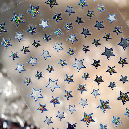 Grid Patterned Star Bowknot Cherry Polka Dot Line Colorful Geometric Five-pointed Star Adhesive Nail Art Sticker Manicure Decal