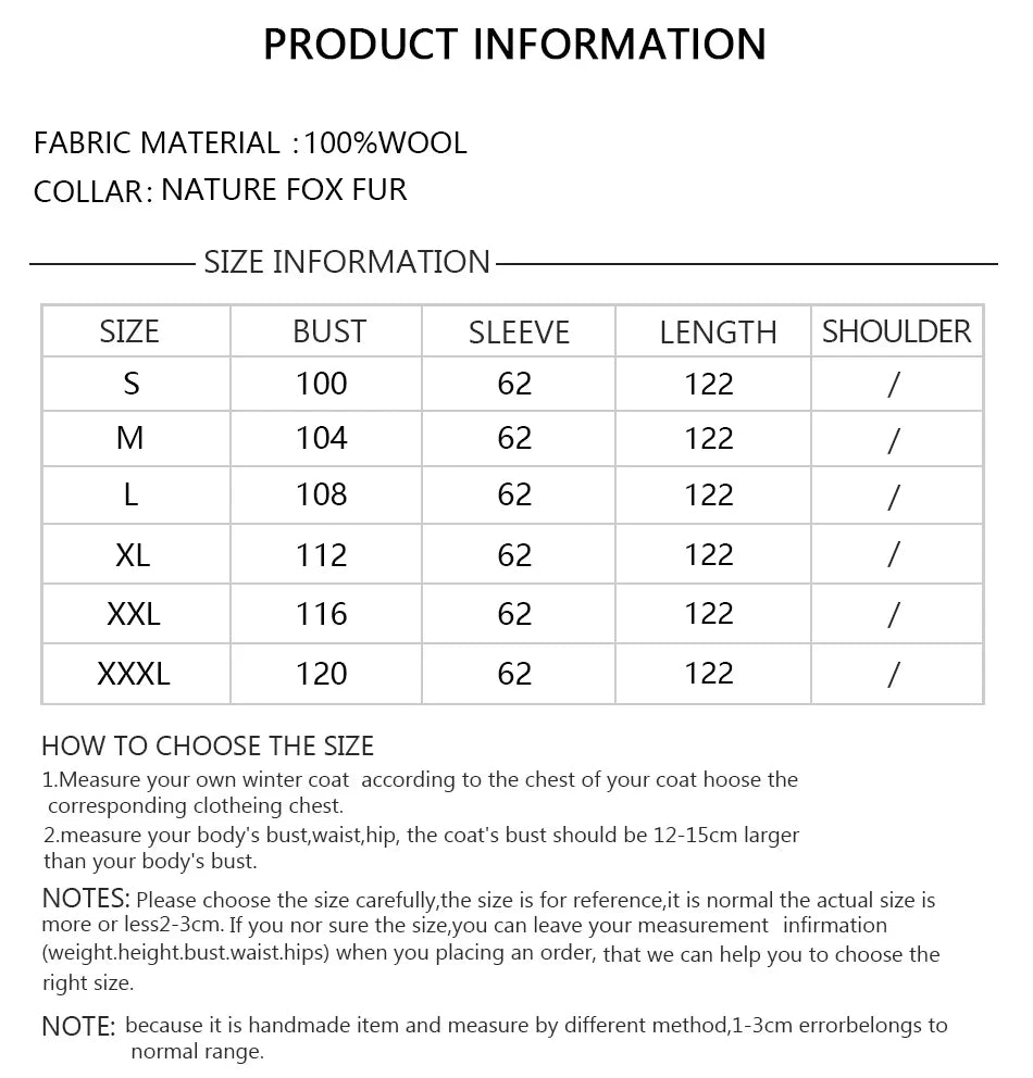 CNEGOVIK Natural Fox Fur Winter Cashmere Wool Coat Women Fur Coat Women Luxury Real Fur Warm Winter Jackets Cashmere Fur Jacket