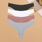 4PCS Ultra-thin Seamless Underwear Women's Invisible Panties Sexy Ice Silk Thongs Low Waist Breathable Bikini Stretchy Lingerie