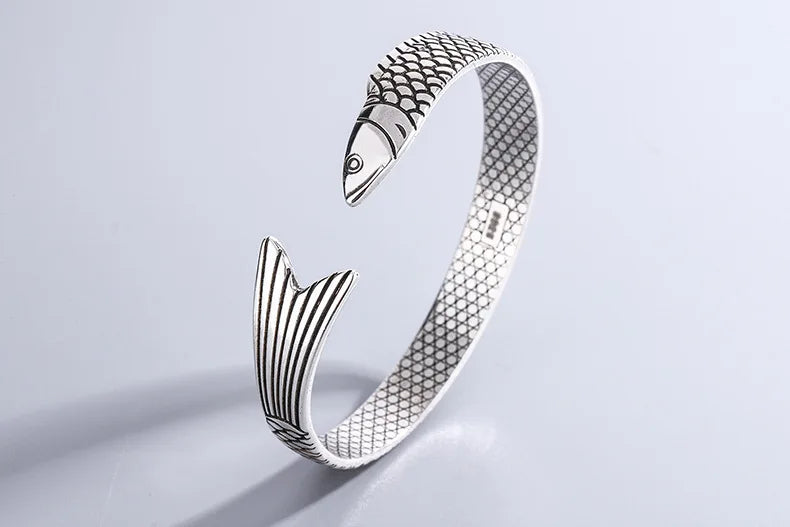 New Creative Fashion Personality Lucky Fortune Transfer Dragon Bracelets 925 Sterling Silver Jewelry Fish Bangles TYB110