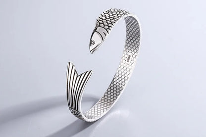 New Creative Fashion Personality Lucky Fortune Transfer Dragon Bracelets 925 Sterling Silver Jewelry Fish Bangles TYB110