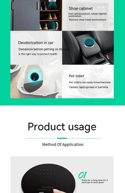 Air Purifier for Sterilization Deodorization Disinfection Shoe Cabinet Pet Nest Toilet Portable  Intelligent ozone Purifier