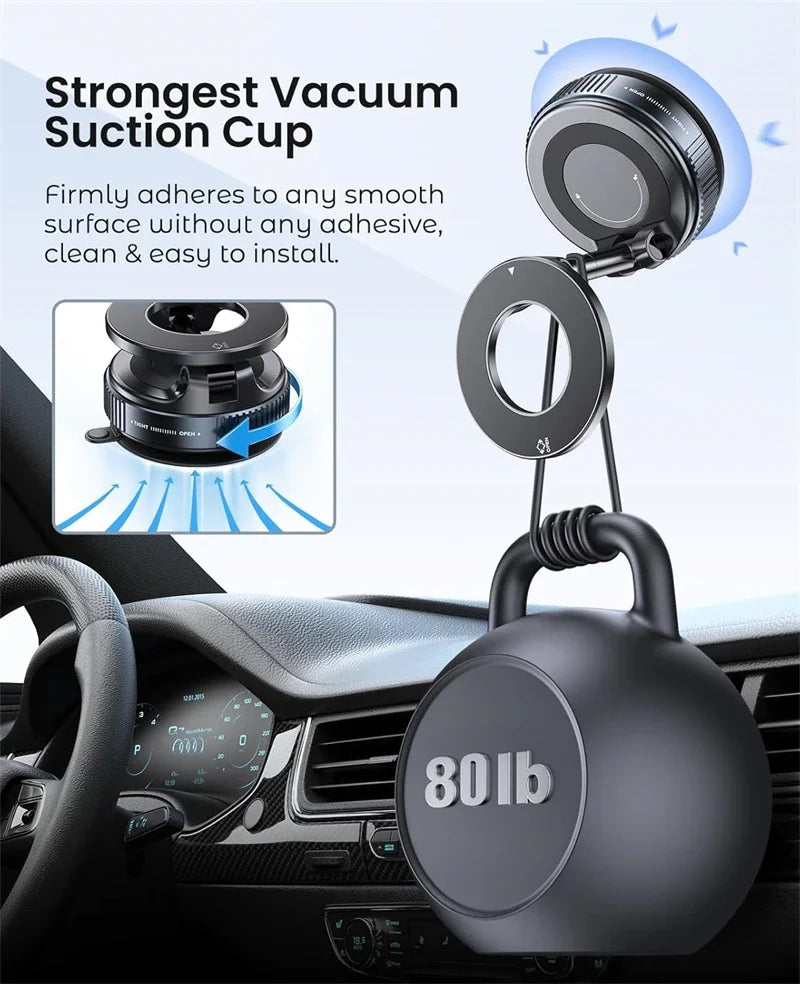 Car Phone Magnetic Stand Mechanical Vacuum Suction Cup Rotate 360° Magnetic Adsorption Bracket Navigation Universal Holder