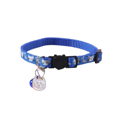 Adjustable Pet Cat Collar Quick Release Safety Buckle Anti-lost Cat Necklace Cat Pattern with Cat Face Pendant Bell