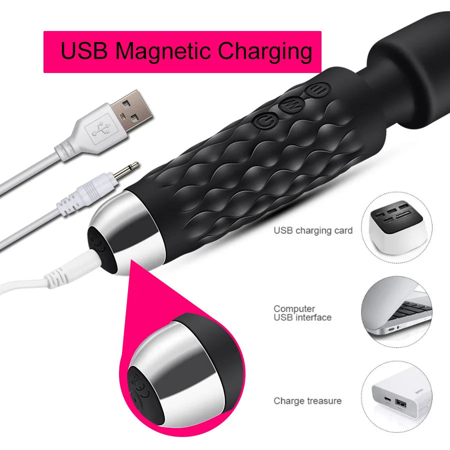 AV Vibrator Wand Personal Massager Clit Stimulator Sex Toy for Women 20 Patterns 8 Speeds Rechargeable Mini Vibrators Adult Toys