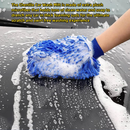 Microfiber Car Wash Mitt Double Sided Chenille Auto Gloves Ultra Absorbent Sponge Scratch Free Cleaning Towel Soft Detailing Mitten