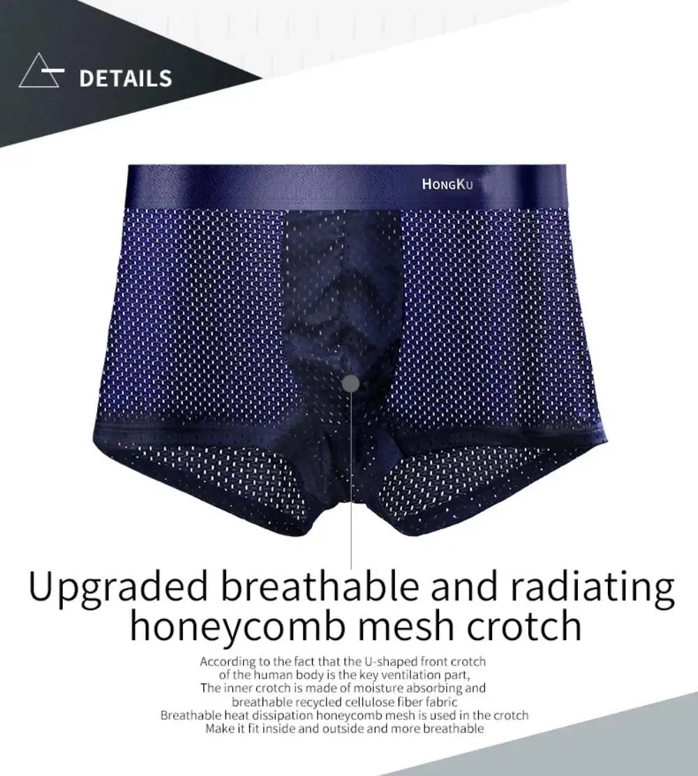Brand Boxers Man Summer Thin Ice Silk Breathable Men Underpants Soft Touch Men's Briefs 3D Cutting U Pouch Design Underwear Man