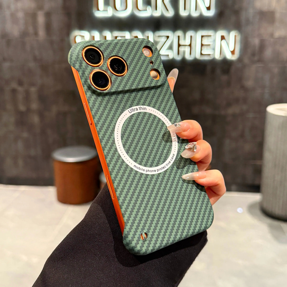 17 ProMax for Magsafe Carbon Fiber Frameless Case For iPhone 16 15 14 13 12 Pro Max Plus 17Air Magnetic Slim Color Blocked Cover