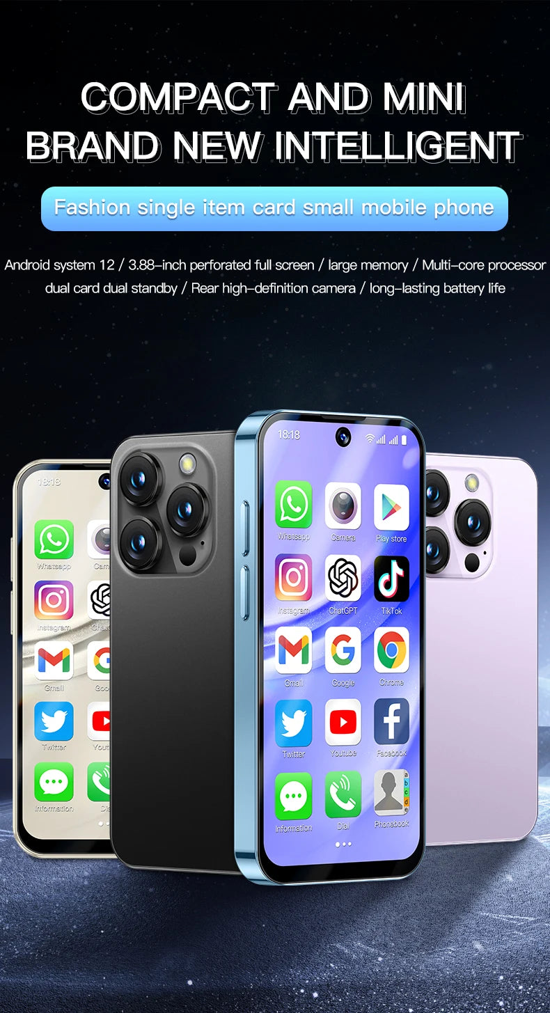 SERVO 19PRO Android Mini Smartphone 4G LTE Dual SIM Standby 6GB RAM 128GB ROM Play Store WiFi OTG 3.88" Screen Small Smart Phone