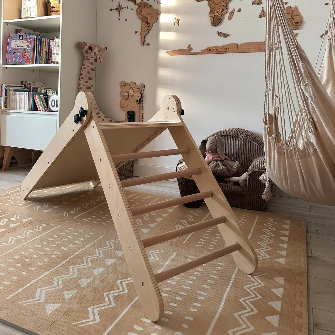 Mamabrum Large Wooden Children's Slide Ladder Folding Montessori Educational Toy for Toddler 3 + 4 + 5 +