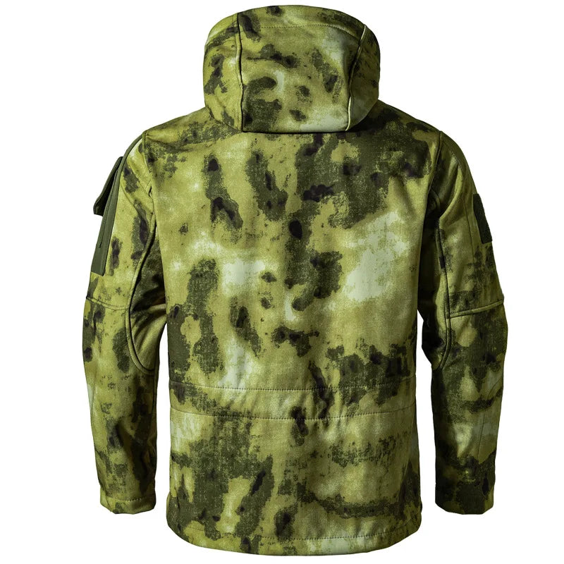 New Shark Shell Beetle Suit Winter Camo Fleece Lined Thickened Softshell Jacket Pants Set Plus Size Windproof Thermal Outdoor Ge