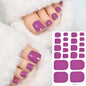 1Sheet=22Tips Glossy Red Toe Nail Stickers Full Cover Solid Color Press On Toenails Patch UV Baking Free Foot Gel Polish Wraps #