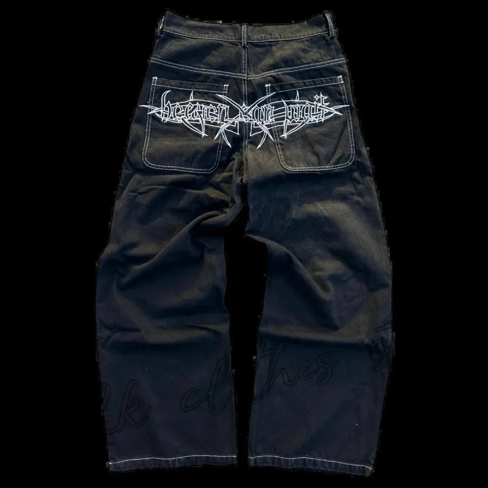 2025 New Prints Jeans Men Streetwear Baggy Wide Leg Jeans Korean Fashion Drapes Straight Casual Loose Denim Cargo Pants