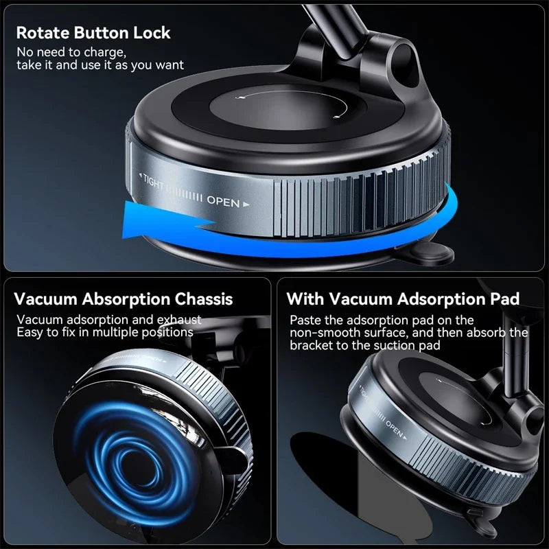 Car Phone Magnetic Stand Mechanical Vacuum Suction Cup Rotate 360° Magnetic Adsorption Bracket Navigation Universal Holder