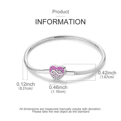 New Charm Bracelet 925 Silver Heart Shape Holy Mother Snake Chain Clasp Bracelet Fit Original Bead DIY Fashion Jewelry