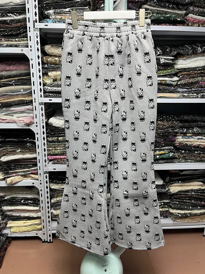 Autumn Winter Casual Long Pants High Waist Wide Leg Pants Thickened Fleece Versatile Style for Women's Casual Wear