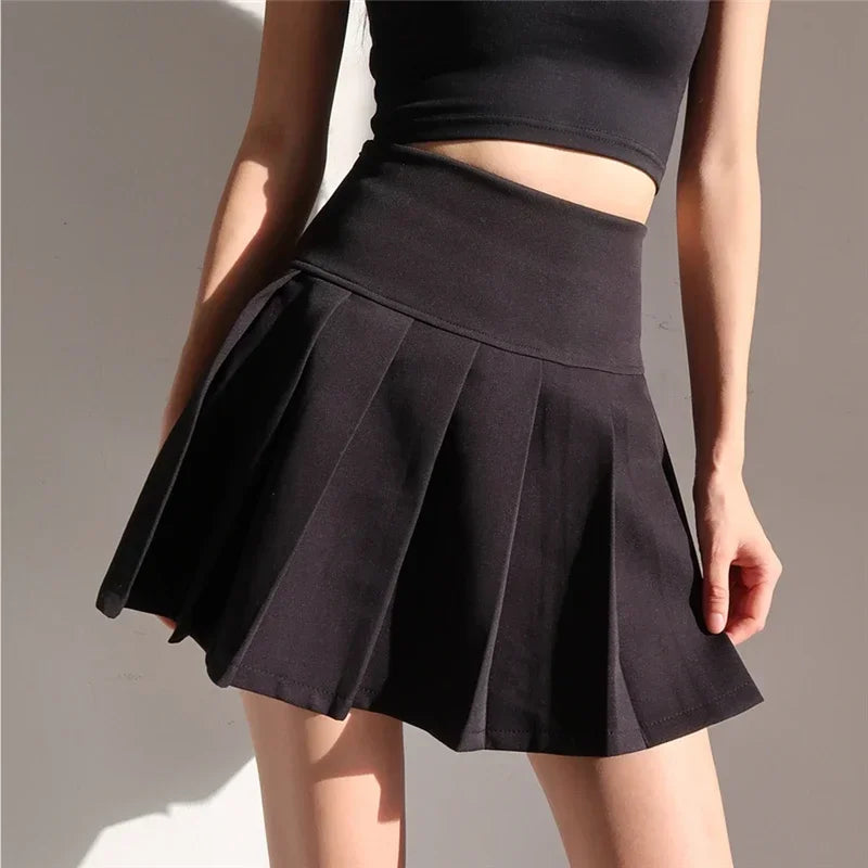 Mini Skirts Womens 2024 Summer Japanese School Pleated Skirts High Waist Kawaii Cute Skirt Uniform Harajuku