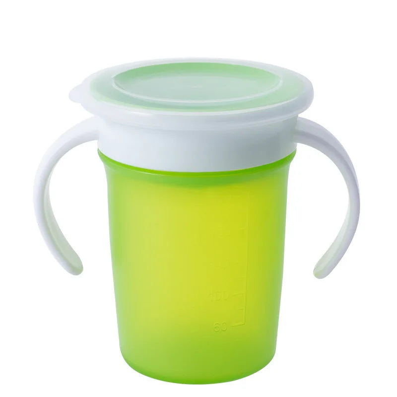 Baby Water Cups 360 Degrees Rotated Baby Learning Drinking Cup with Double Handle Flip Lid Leakproof Infants Water Cups Bottle