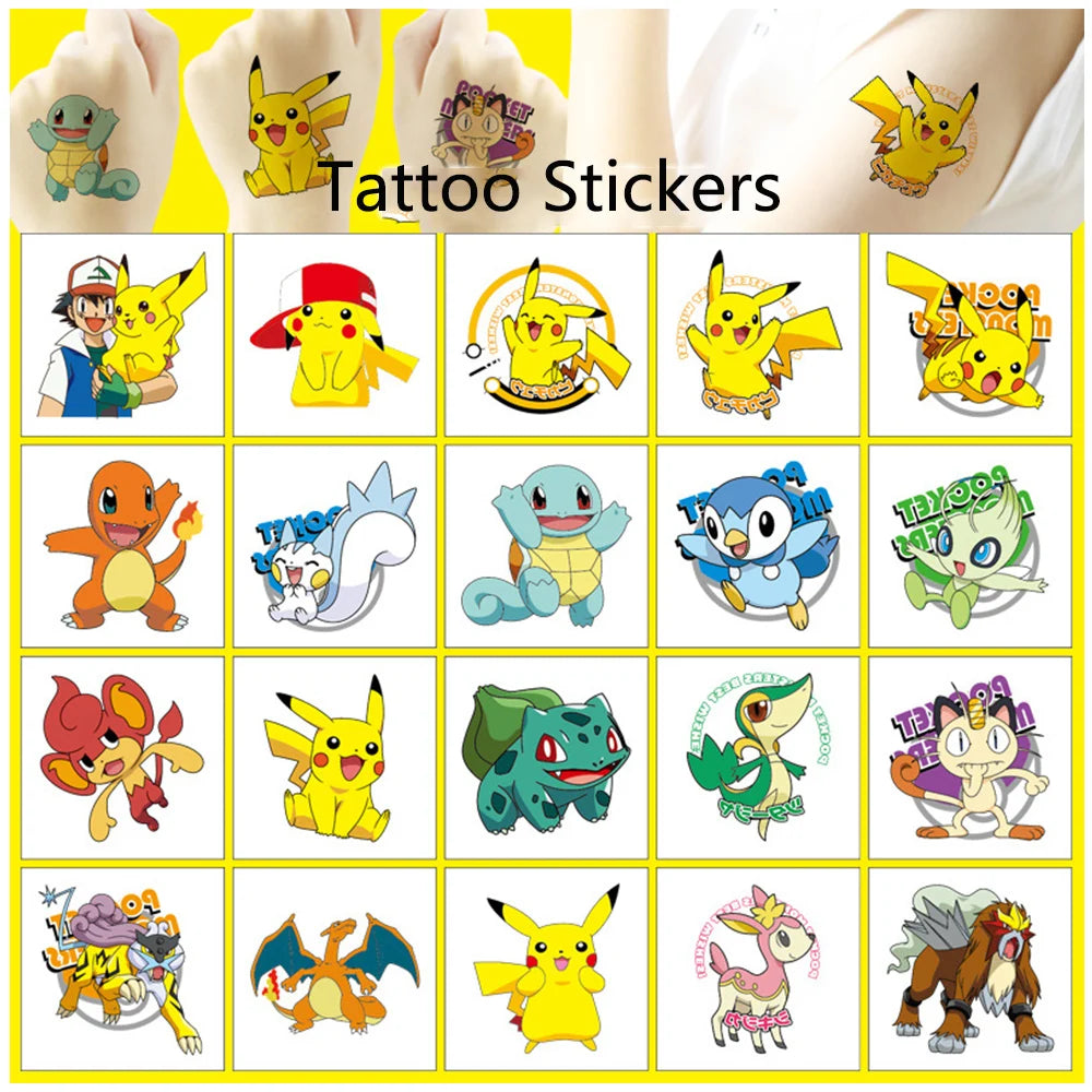 20pcs Pikachu Stickers Cartoon Decals Toys Waterproof Birthday Gift DIY Journal Decoration Reward Stickers