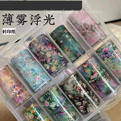 10Rolls Lacce Flower  Nail Foils Transfer Paper  Nail Art Stickers  Manicure Set Decal  Nails Decoration