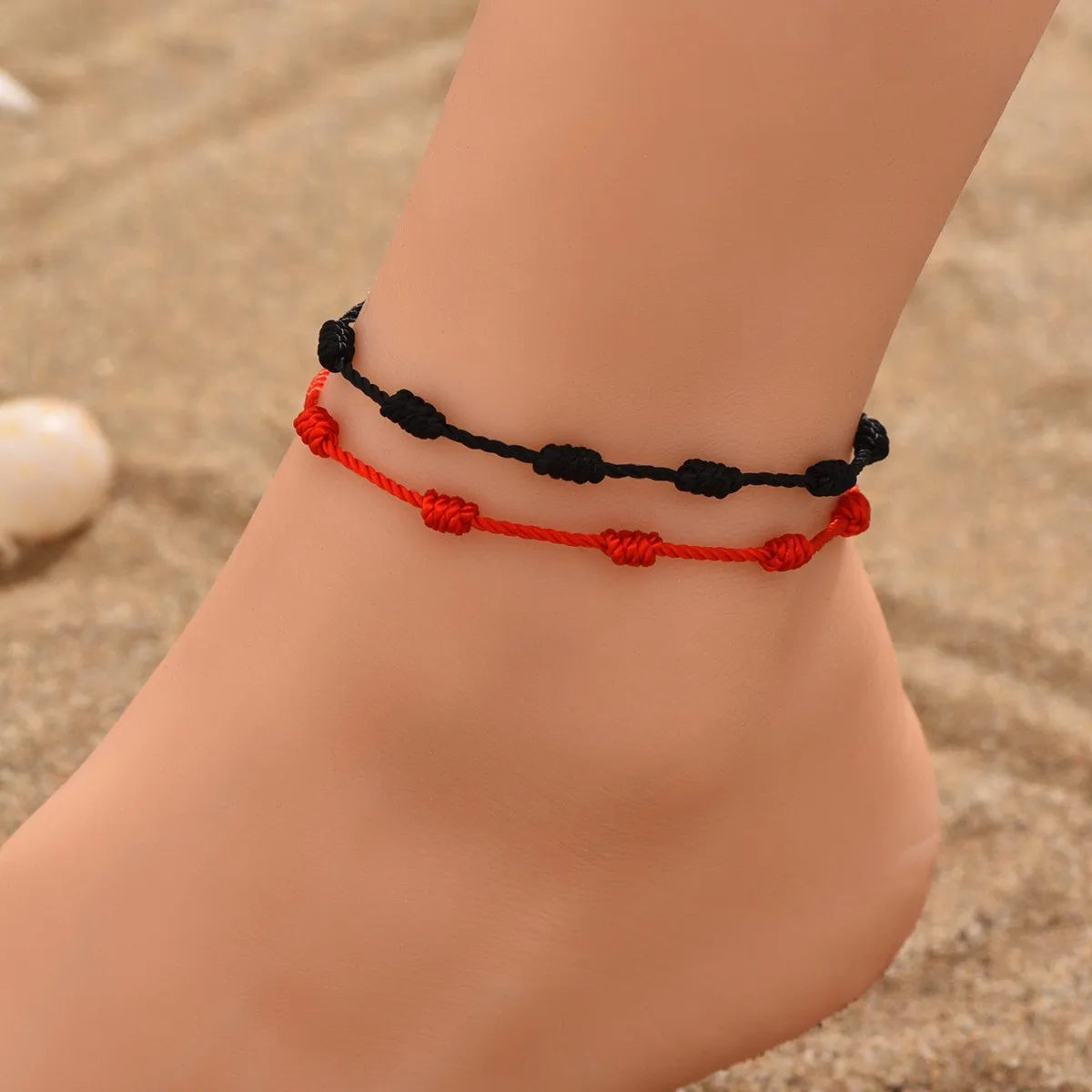 2 Pieces Red String Handmade Bracelets Black Cord Bracelet Adjustable Kabbalah Red Knot String Bracelet Amulet for Protection