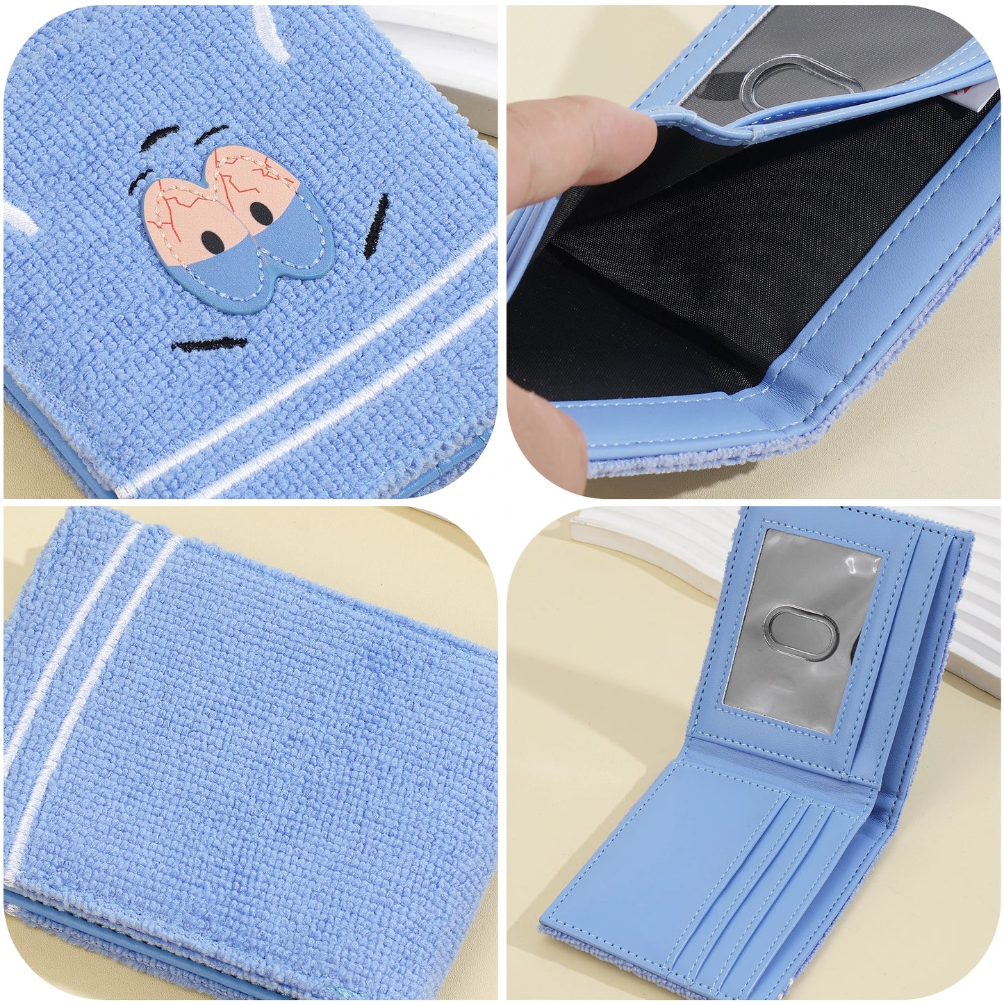 Plush Cartoon Wallet for Women Soft Fuzzy Surface with Zip PU Leather Coin Purse Closure Cute Casual Gift for Girls
