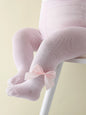 0-36 Month Baby Girls Solid Color Pantyhoses with Threaded Bowknots,Elastic Waist Leggings Tights for Casual Daily Spring Autumn