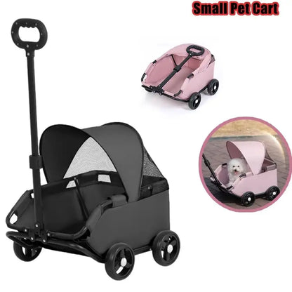 Foldable Dog Stroller 4 Wheel Pet Cart With Sun Cover For Travel Shopping Walking Playing For Small Dogs Cats Puppy Kittens