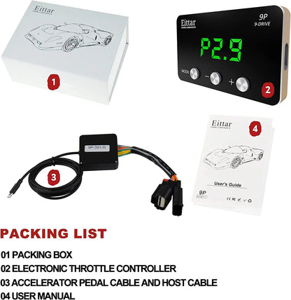 9 Drive 9-Mode Throttle Controller Racing Accelerator Potent Booster Tuning Parts Accessory for Jeep Wrangler JK 2007-2018 (Gree