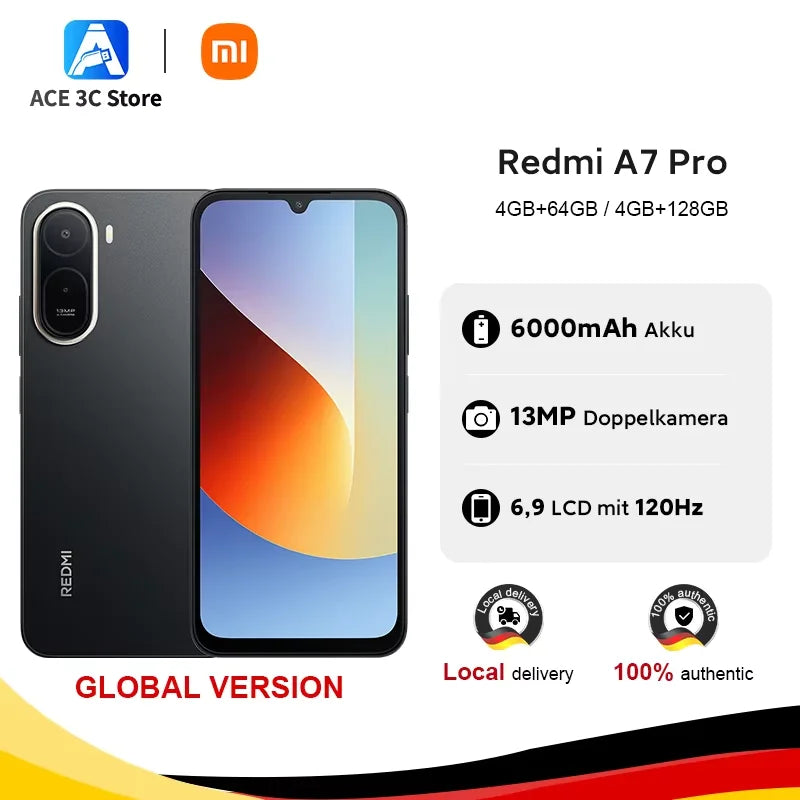 Global Version Xiaomi Redmi A7 Pro Smartphone 6000mAh Battery 6.9" 120Hz Display 13MP Camera Xiaomi HyperOS Xiaomi Cellphone