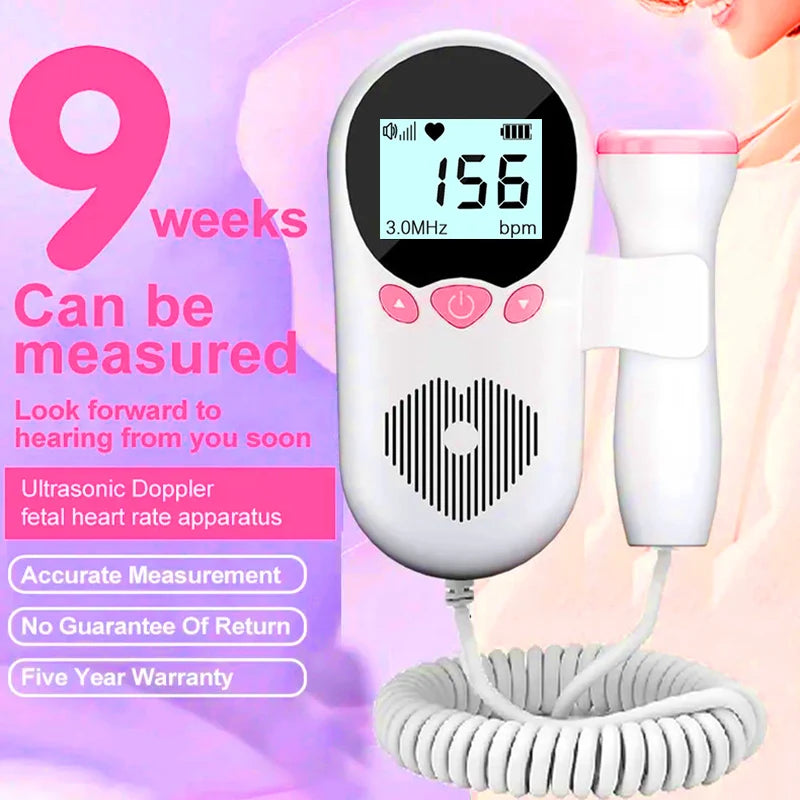 Home Doppler Fetal Heart Rate Monitor Baby Pregnancy Heartbeat Detector LCD Backlight No Radiation Stethoscope Pulse Meter 3MHz
