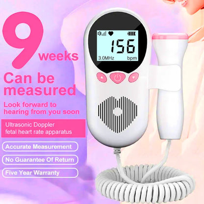 Home Doppler Fetal Heart Rate Monitor Baby Pregnancy Heartbeat Detector LCD Backlight No Radiation Stethoscope Pulse Meter 3MHz