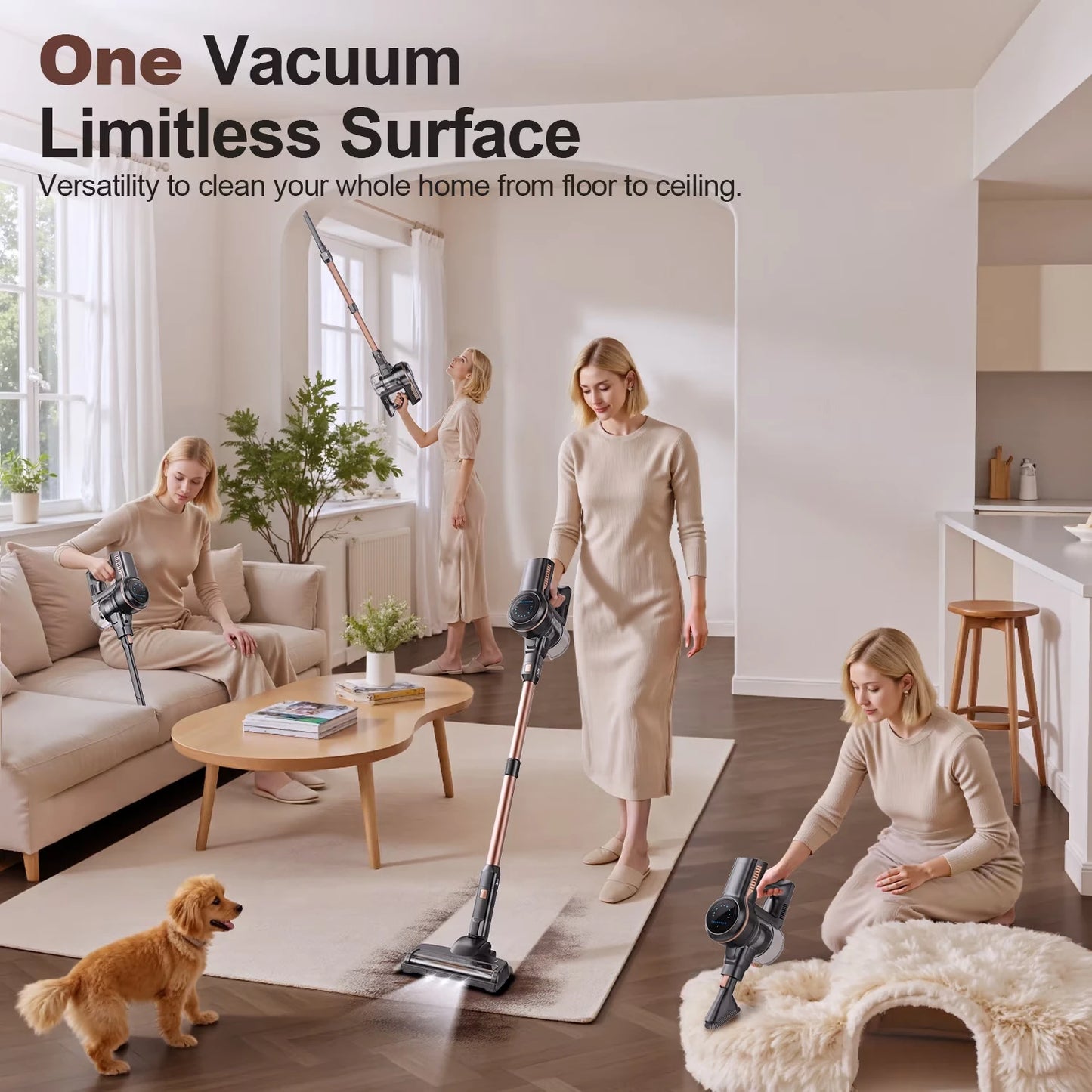 INSE S7P 465W Cordless Vacuum Cleaner 45KPA Strong Suction for Pet Hair and Carpet 55Mins Runtime Household Cleaning
