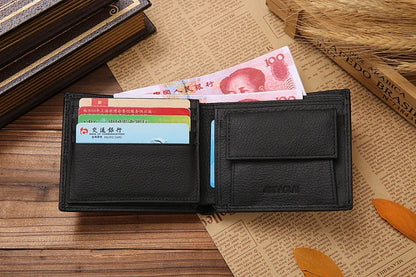 100% Genuine Leather Men Wallets Premium Product Real Cowhide Wallets for Man Short Black Walet Portefeuille Homme