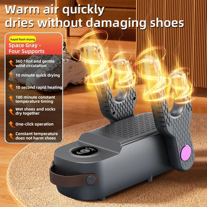 New 2025 Korean Style 4-Core Shoe Dryer Sterilizing & Deodorizing Foldable Smart Shoe Dryer Multi-Function Sock Dryer