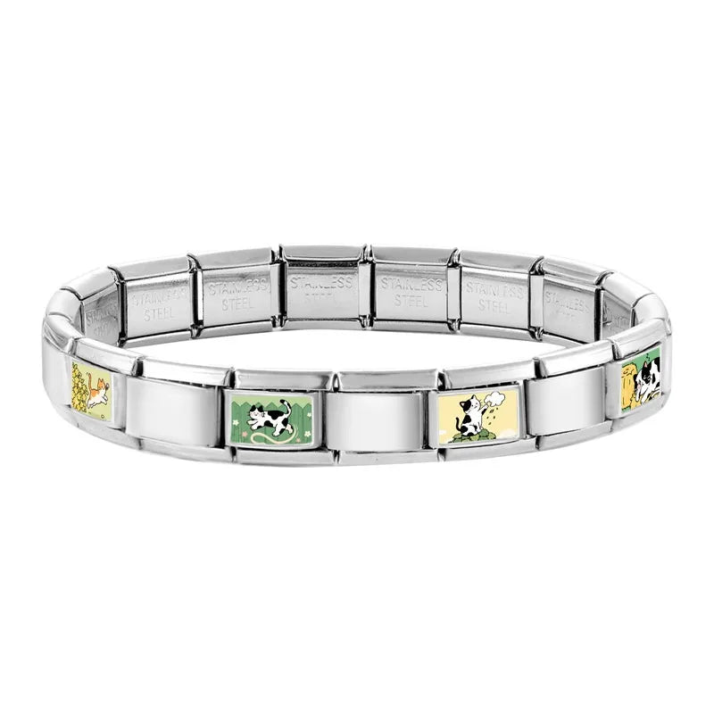 Y2K Cute Funny Sofa Cats Dogs Italian Charm Fit 9mm Stainless Steel Women DIY Bracelet Drop Shipping Fashion Jewelry Wholesale