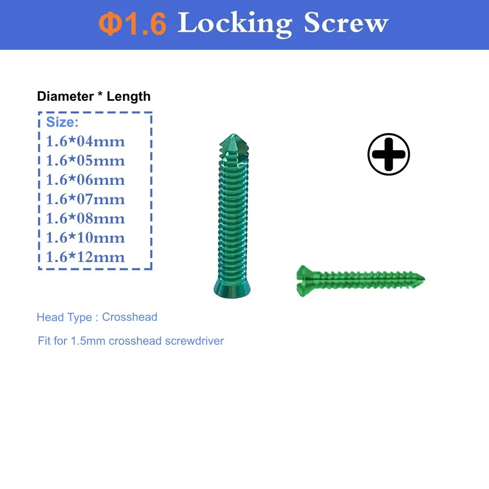 VKTIMALL Titanium Locking Screw Veterinary B1.6-B4.0 Bone Screw for Orthopedic Implant Trauma Plates