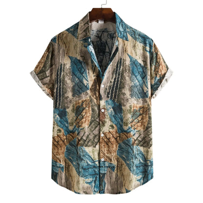 New Hawaii Spring/Summer Fashion Leisure Street Walk Tourist Beach Printed Full Open Short Sleeve Button Shirt